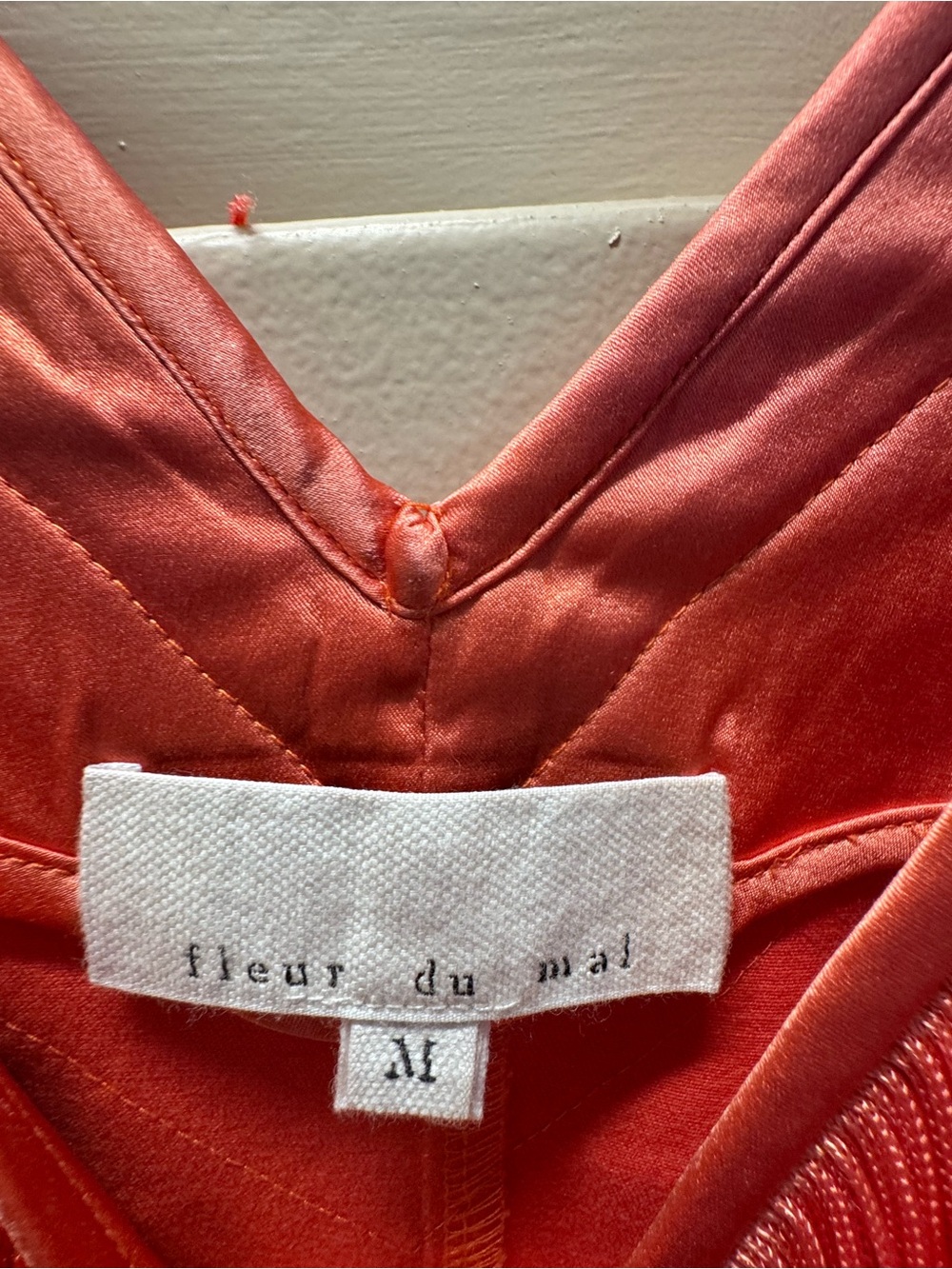 Fluer De Mal Fringe V-Neck Slip Dress in Coral Pink - Picture 3 of 4